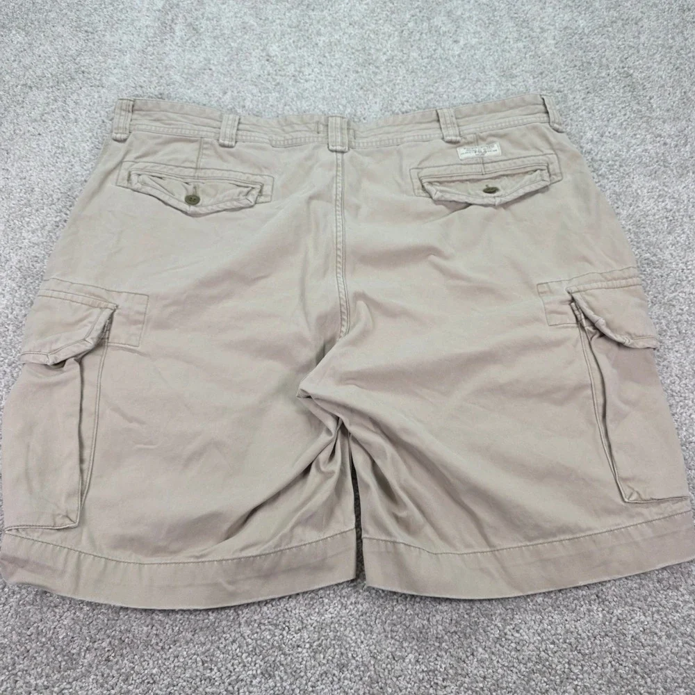 Polo Ralph Lauren Y2K Mens 46B Distressed Cargo Shorts Tan Khaki‎ Cotton Twill